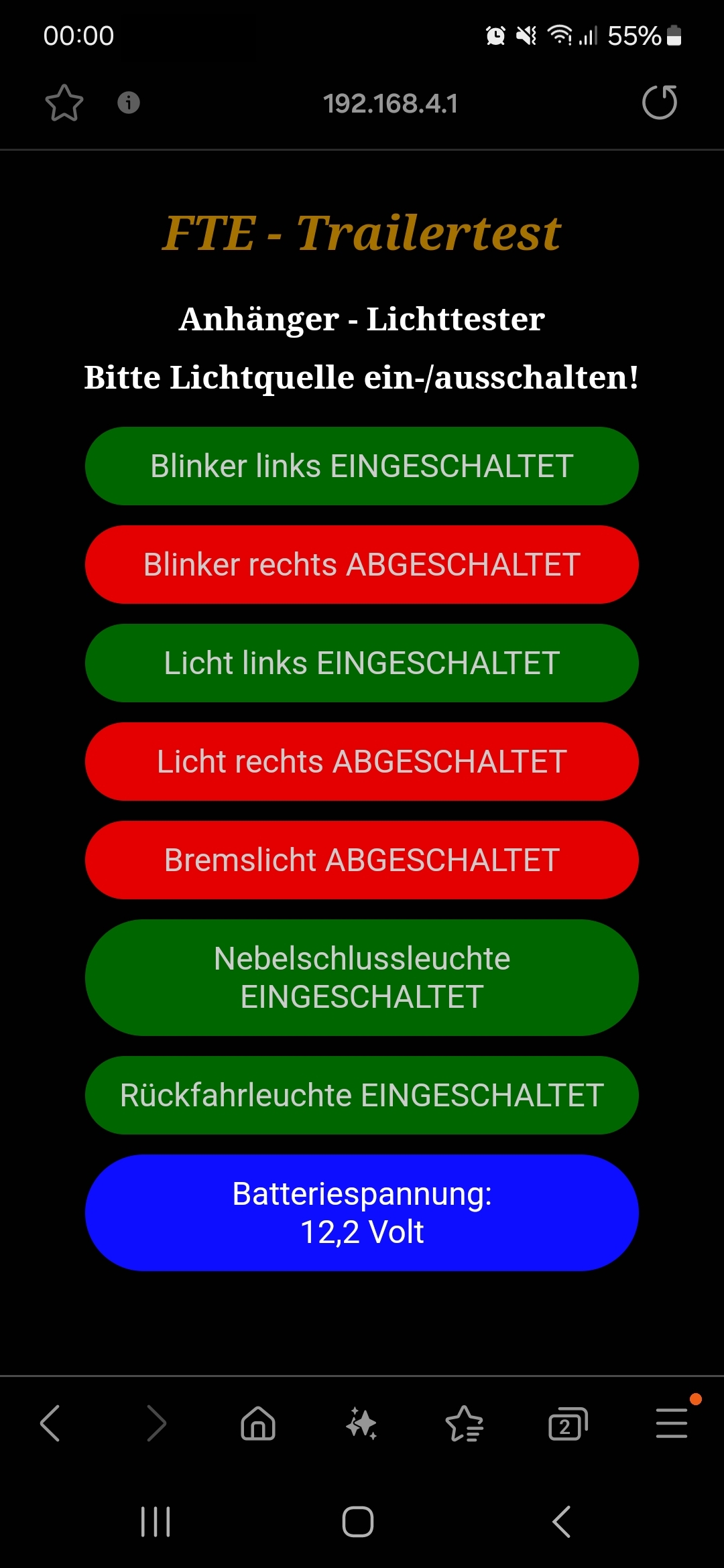 Trailertest Anhängertester Smart WLAN 12-Volt